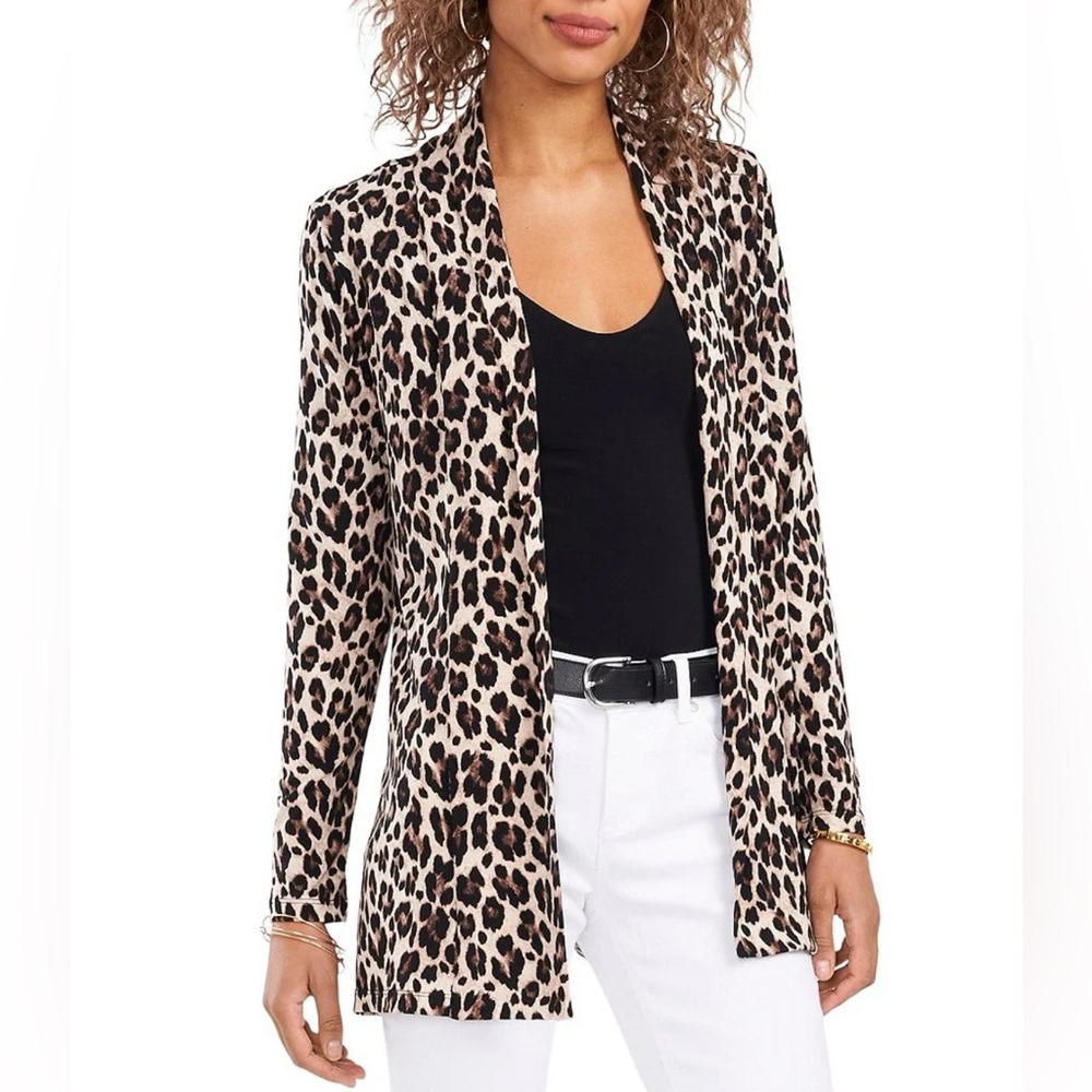 Leopard Print Long Sleeve Knit Statement Tunic Cardigan